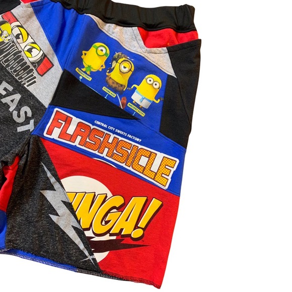 1 of 1 patchwork shorts, reworked custom, elastic waistband 32”-38” mens - Picture 3 of 7